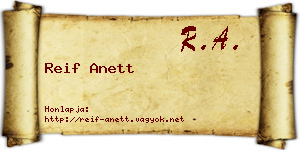 Reif Anett névjegykártya